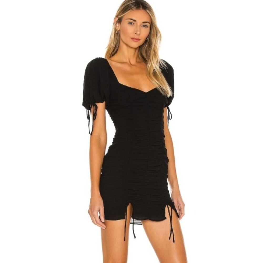 Majorelle Gerald Black Ruched Mini Dress Sorority Pref Round Semi Formal S EUC - Picture 2 of 12